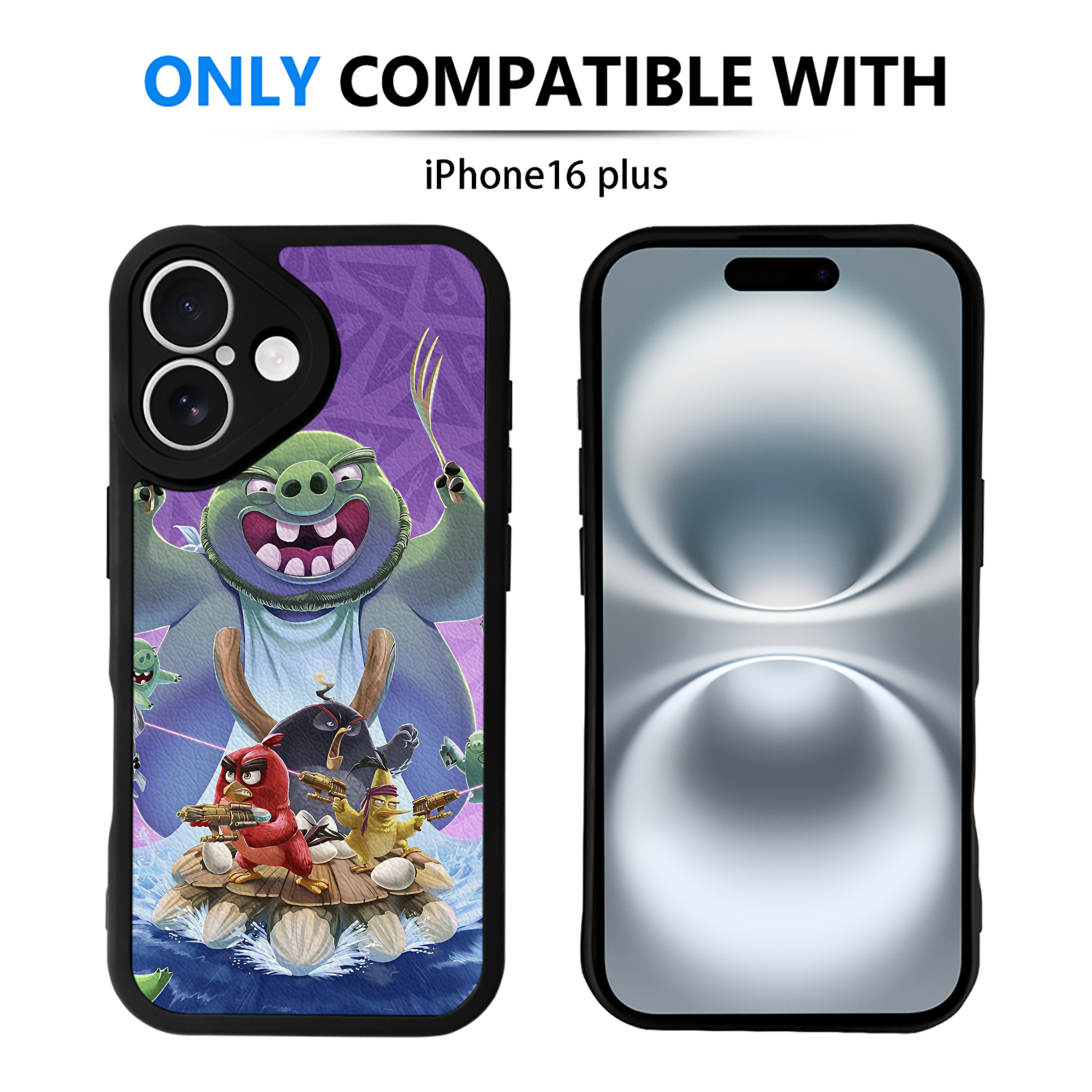 （画像用） Angry Birds アングリーバード 【iPhone 16シリーズ対応】シリコンスマホケース（レザー調） 材質：シリコン
